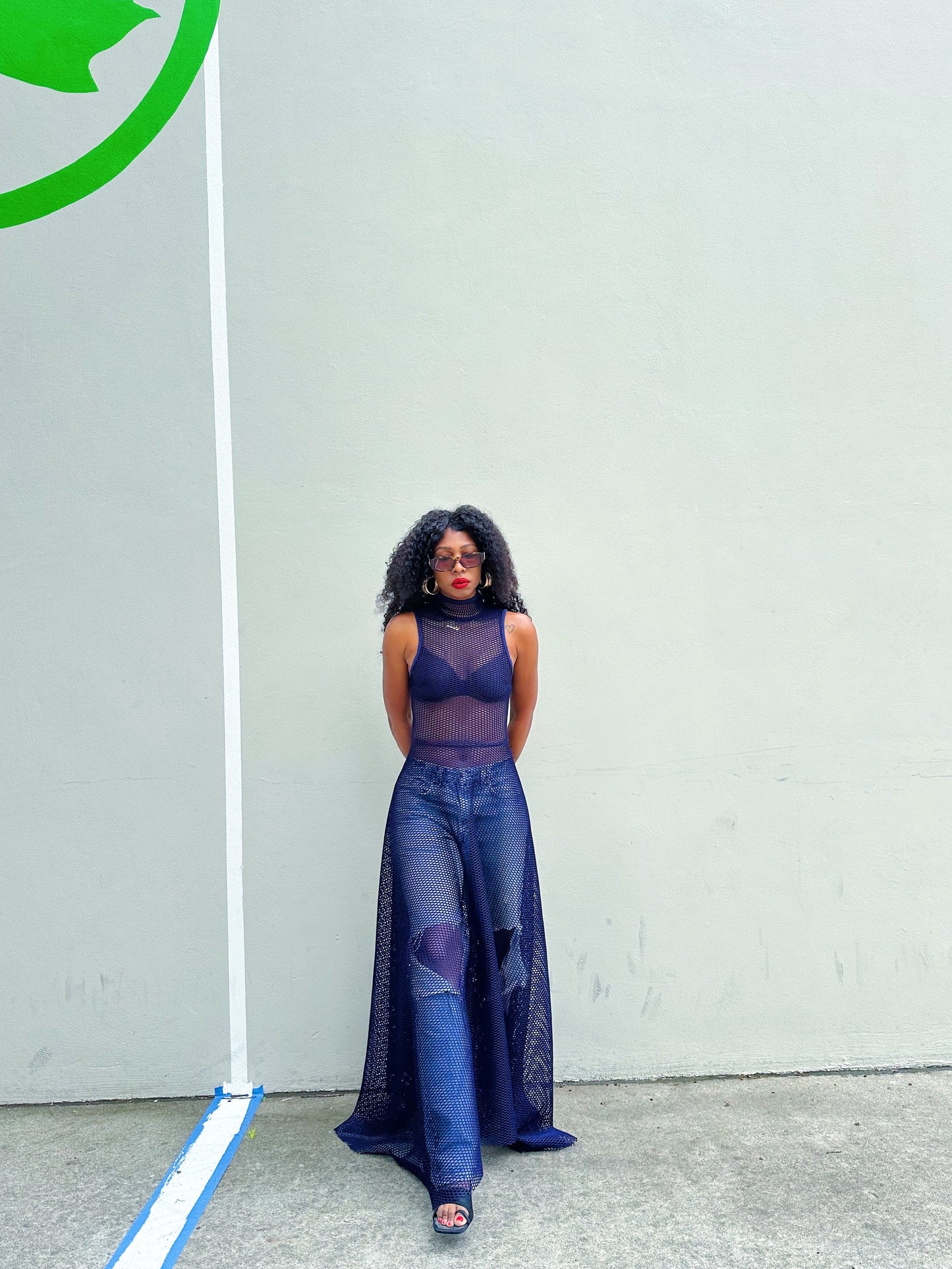 Marina Mesh Maxi Dress NAVY
