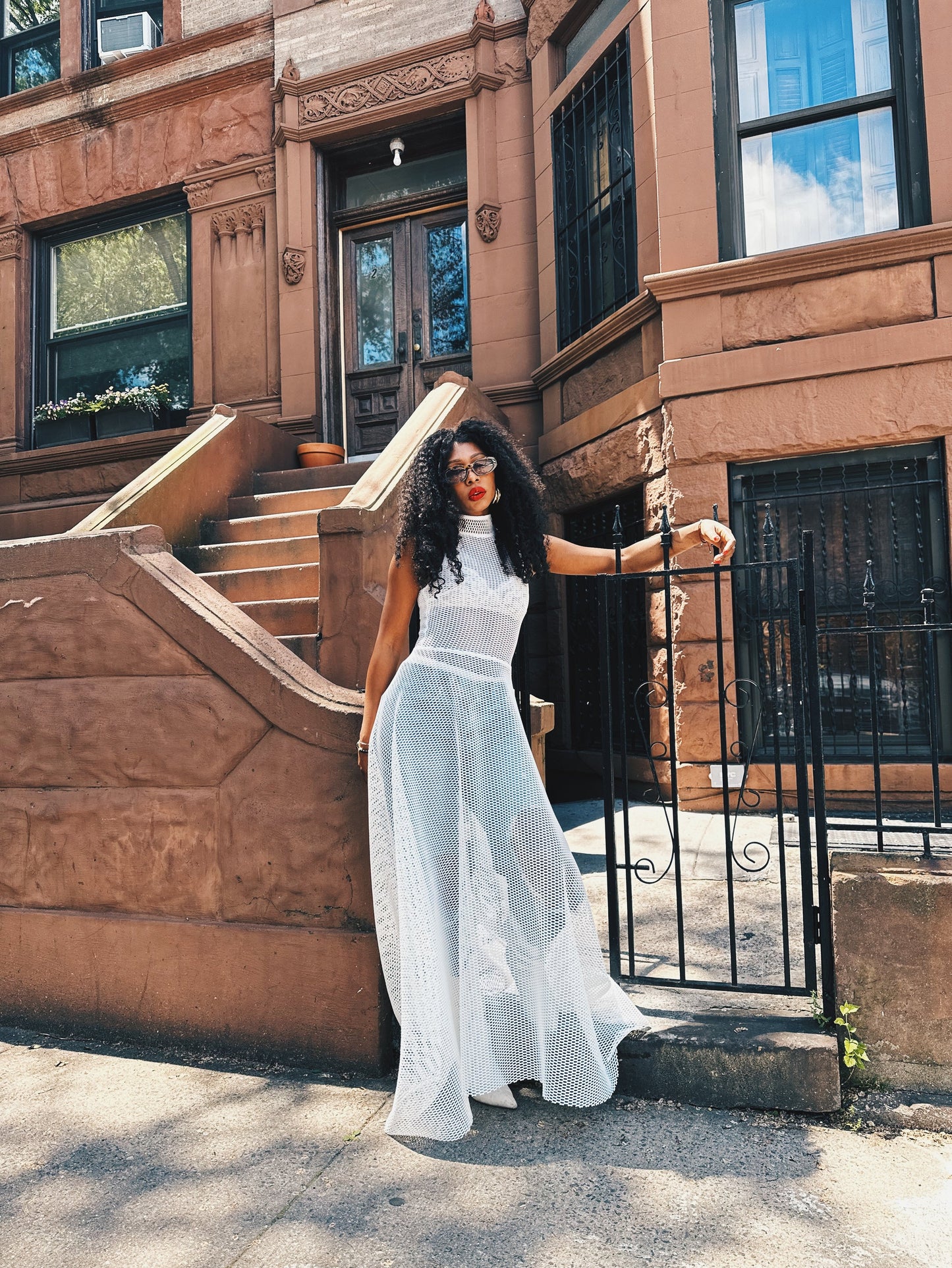 Marina Mesh Maxi Dress WHITE