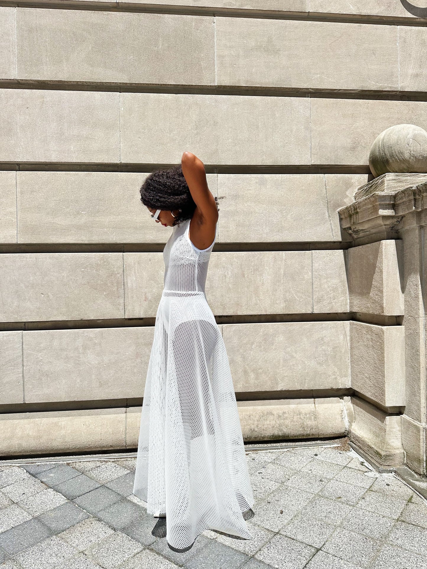 Marina Mesh Maxi Dress WHITE