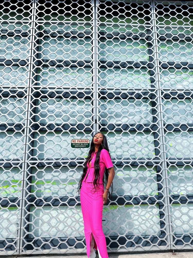 PINSTRIPE MAXI SKIRT PINK