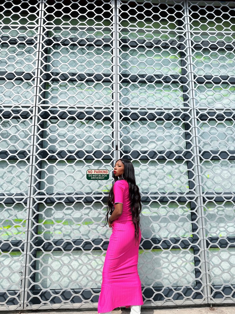 PINSTRIPE MAXI SKIRT PINK