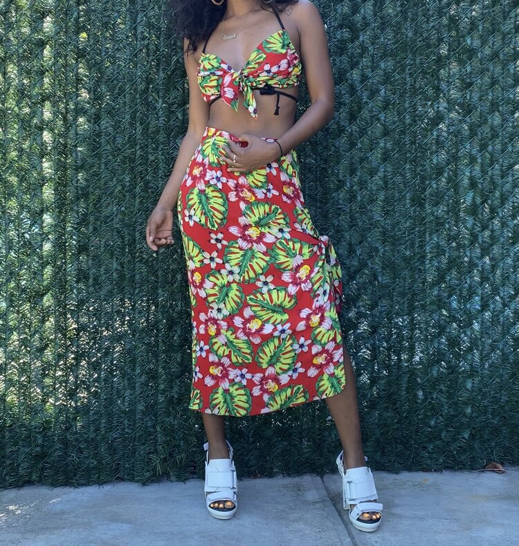 DANA TROPICAL BRALETTE GREEN/RED