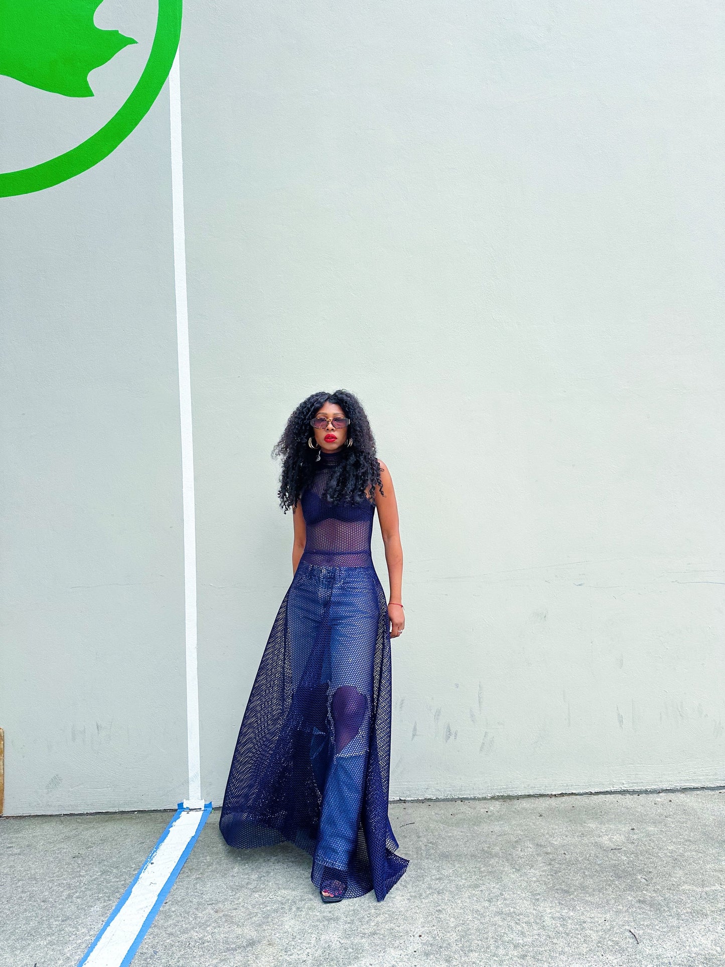 Marina Mesh Maxi Dress NAVY