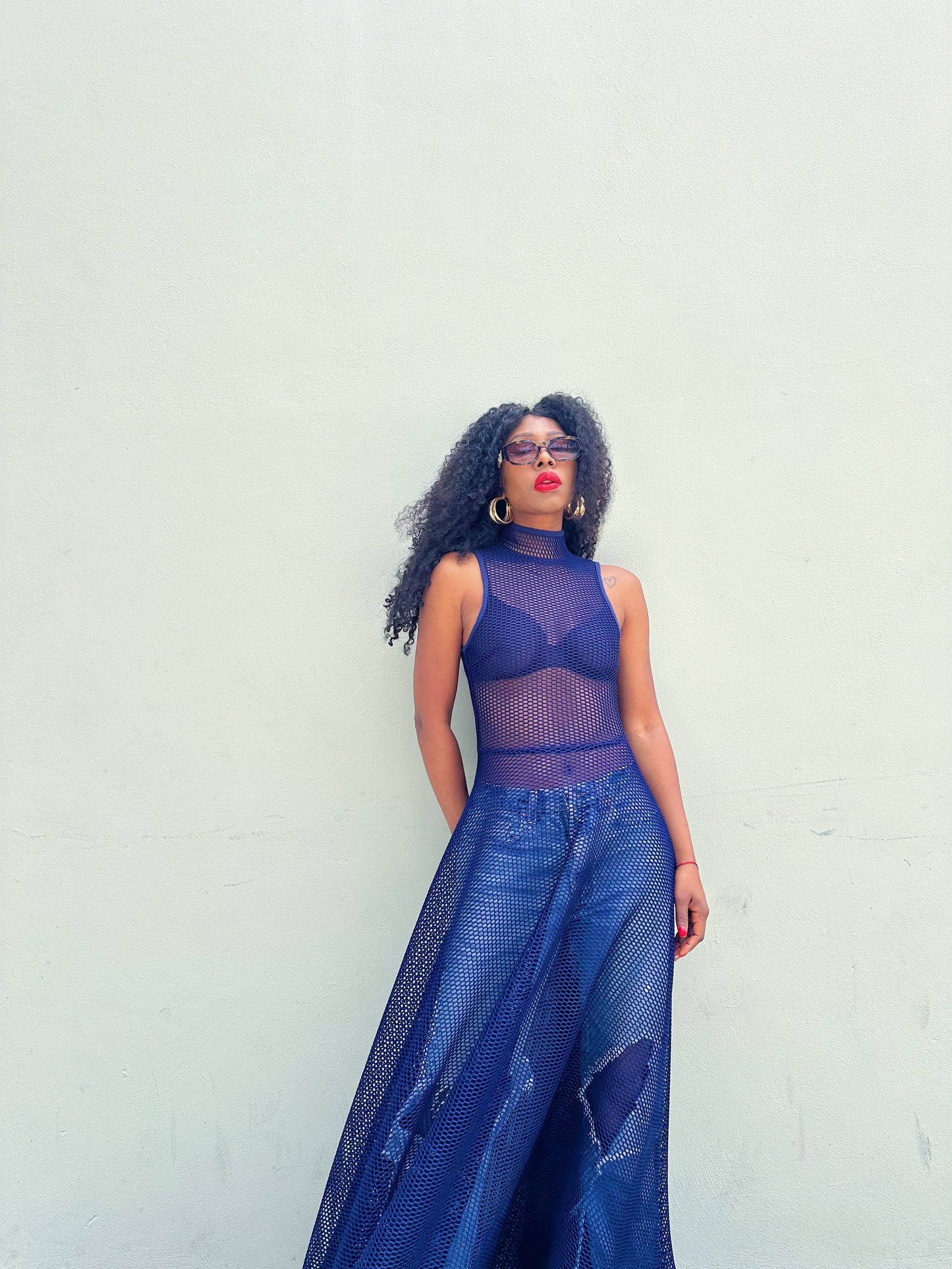 Marina Mesh Maxi Dress NAVY