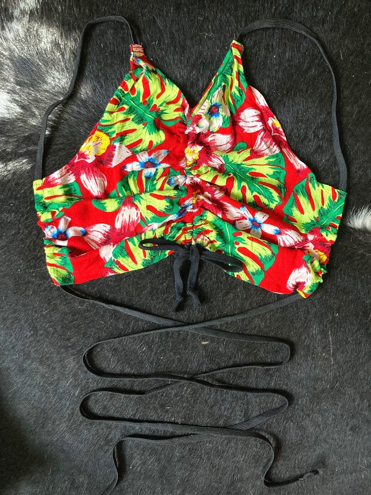KAYA HALTER TOP TROPICAL GREEN/RED