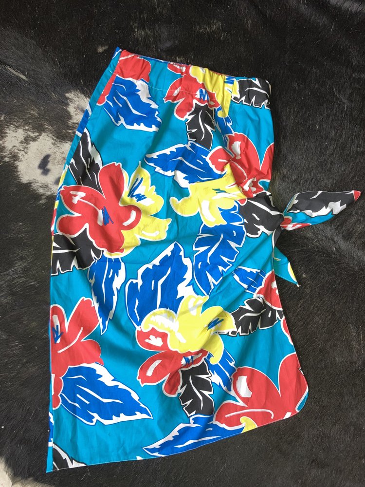 JUANITA MIDI TIE SKIRT BLUE/YELLOW