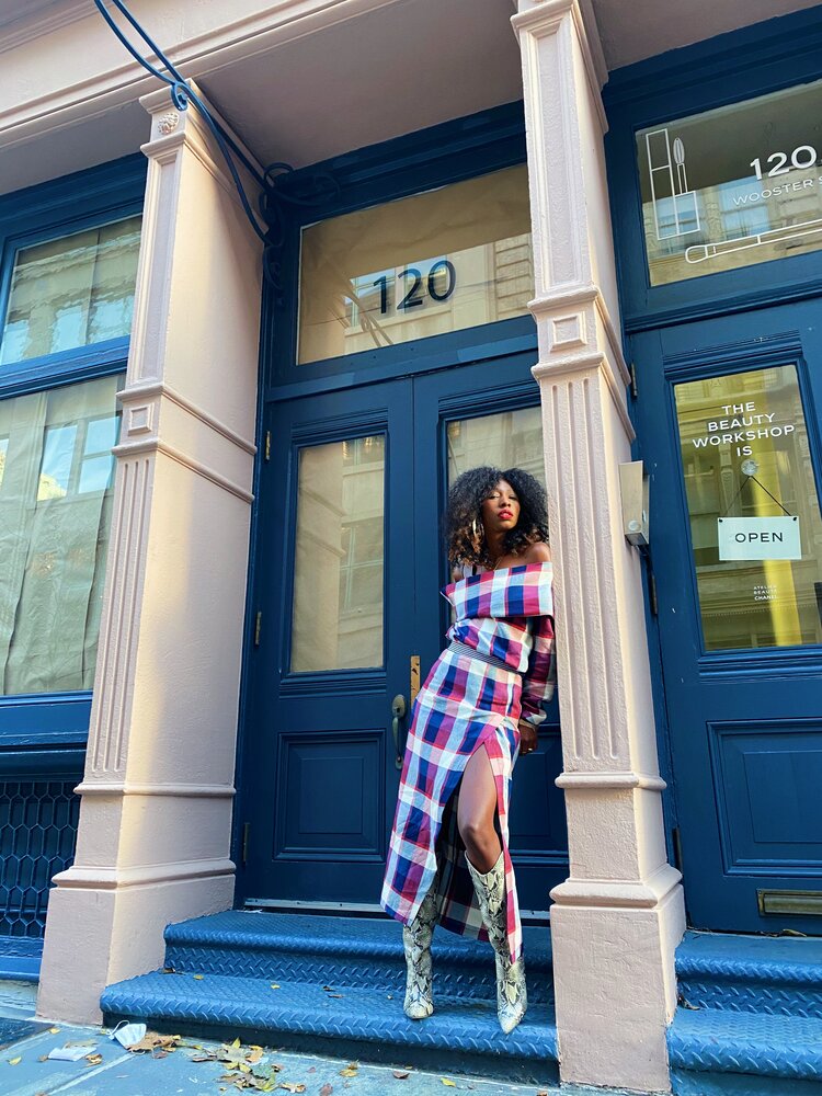 6TH AVE: SKIRT NAVY PLAID
