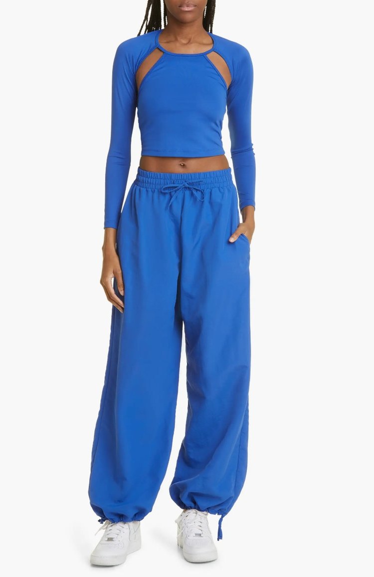 DEON TIE HEM NYLON JOGGERS TRUE BLUE