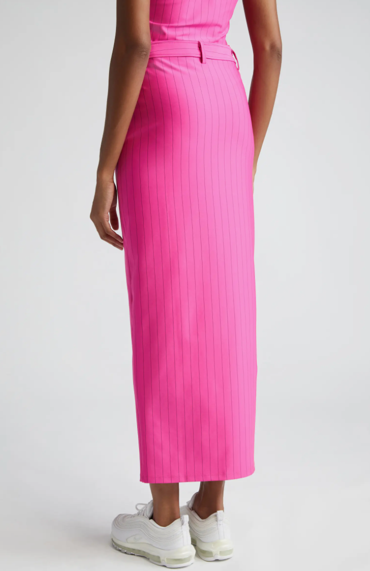 PINSTRIPE MAXI SKIRT PINK