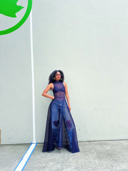 Marina Mesh Maxi Dress NAVY