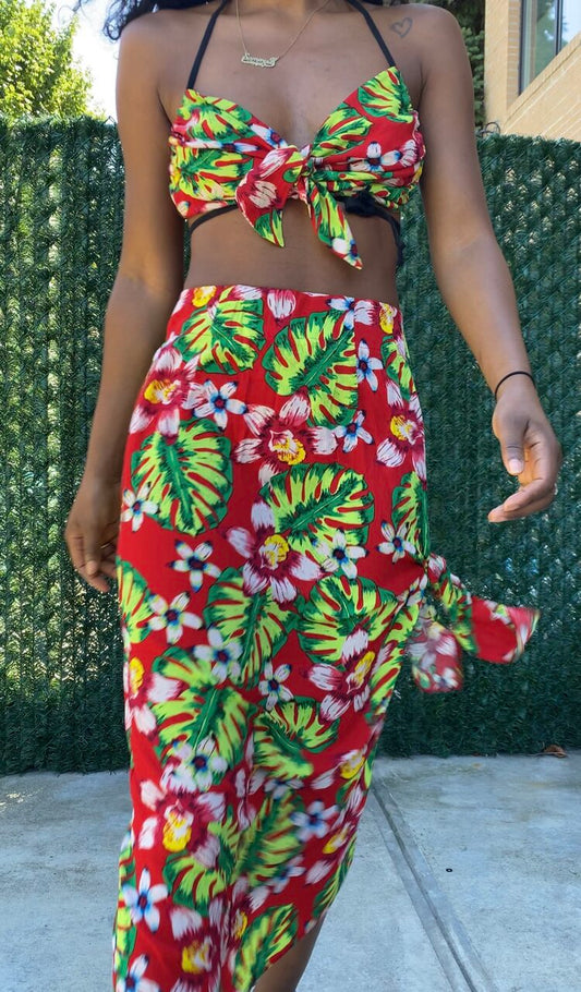 DANA TROPICAL BRALETTE GREEN/RED