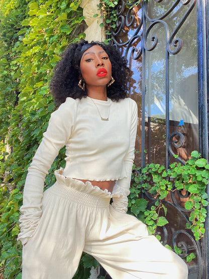 KENNY WIDE LEG PANTS CREAM
