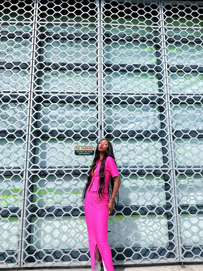 PINSTRIPE MAXI SKIRT PINK