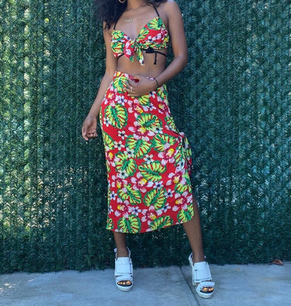 DANA TROPICAL BRALETTE GREEN/RED