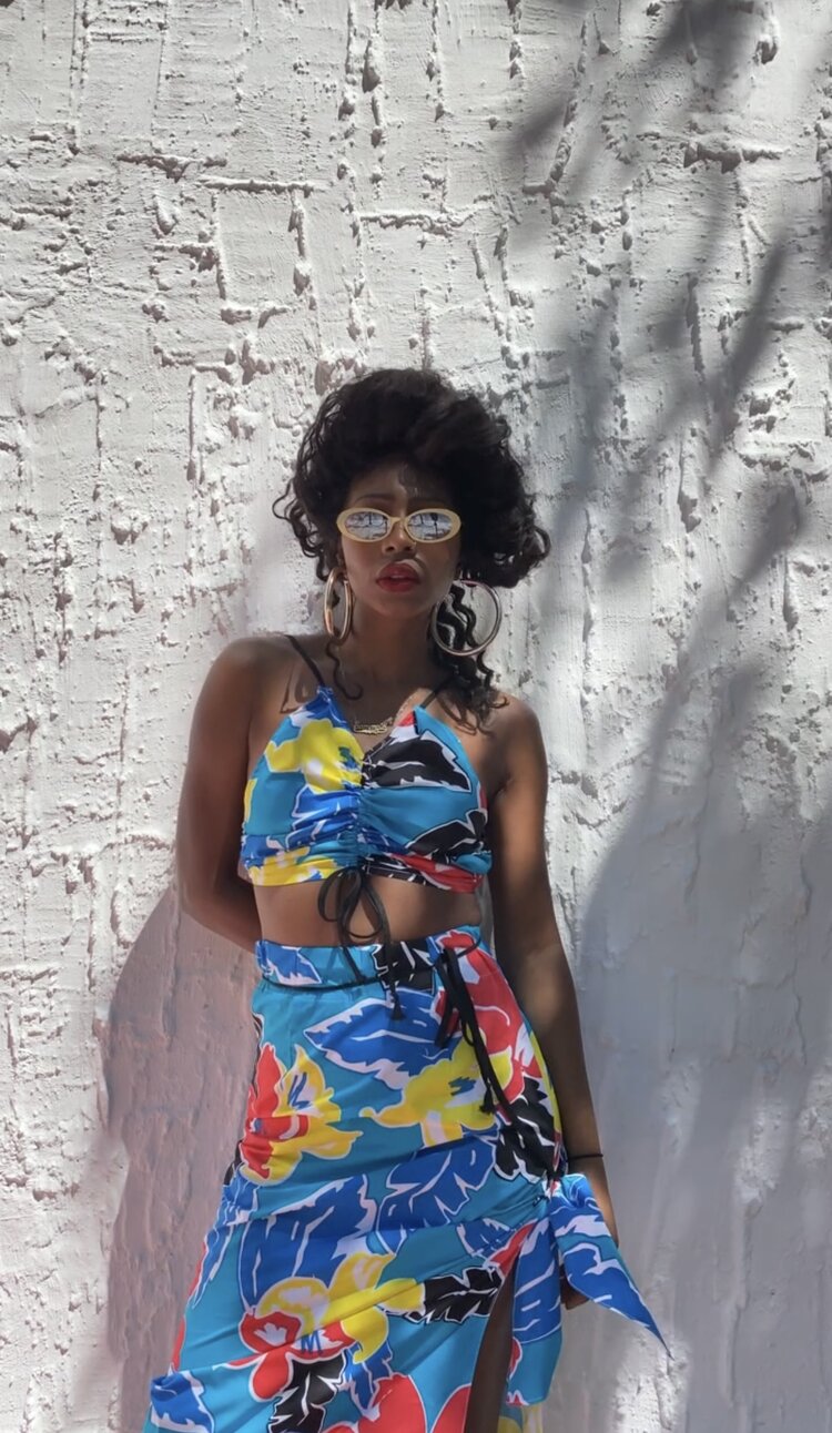KAYA HALTER TOP BLUE/YELLOW