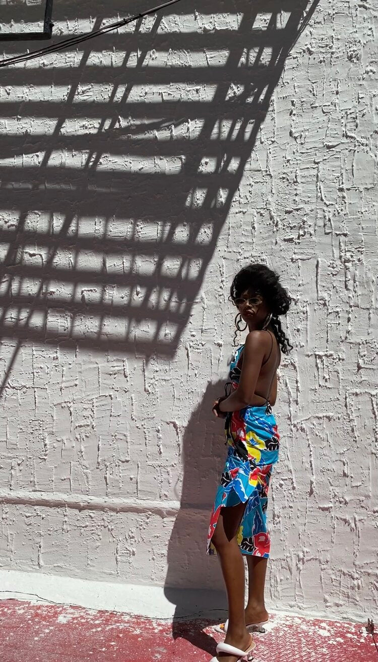 KAYA HALTER TOP BLUE/YELLOW