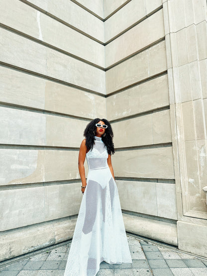 Marina Mesh Maxi Dress WHITE