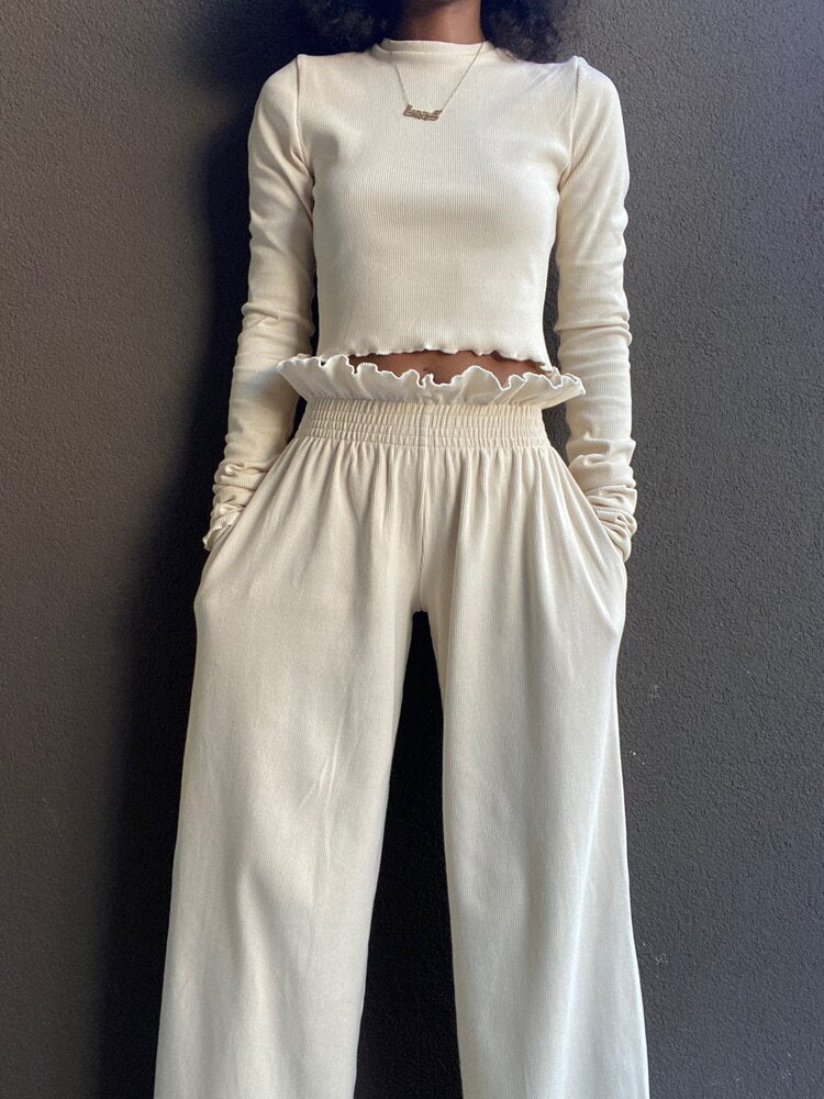 KENNY WIDE LEG PANTS CREAM