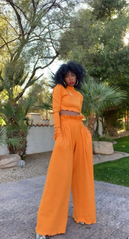 KENNY WIDE LEG PANTS TANGERINE