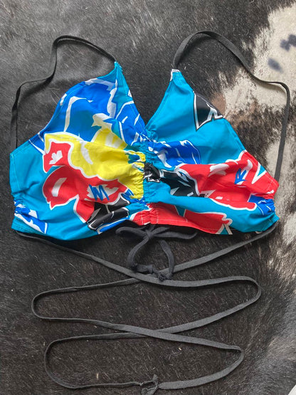 KAYA HALTER TOP BLUE/YELLOW