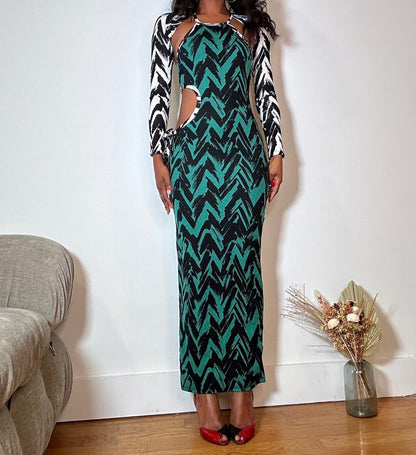 ALAINA DRESS WITH CUT OUT ( MIXED PRINT)