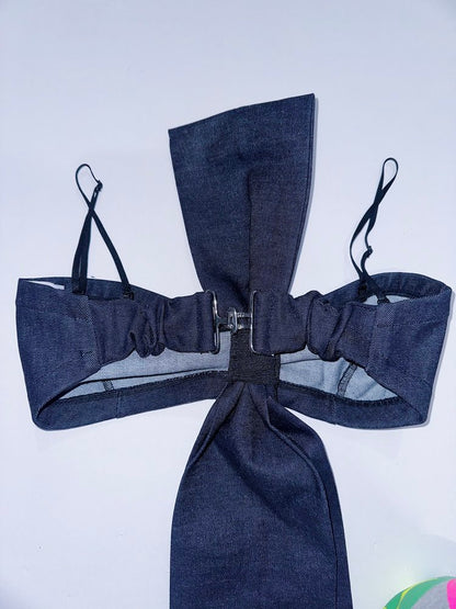 TEDDY DENIM BOW FRONT TOP