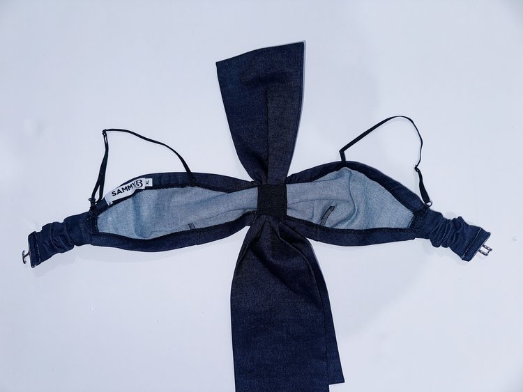 TEDDY DENIM BOW FRONT TOP