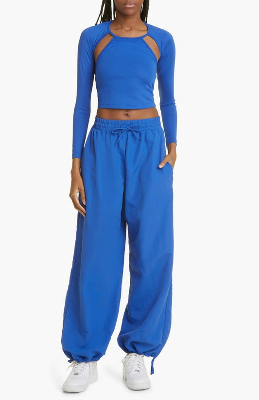 DEON TIE HEM NYLON JOGGERS TRUE BLUE