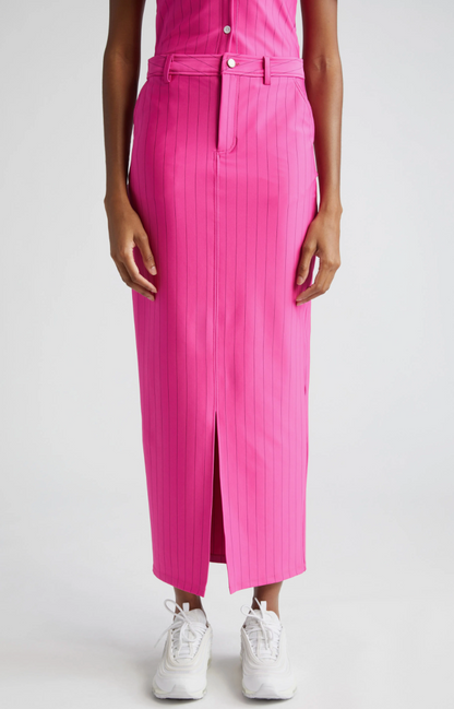PINSTRIPE MAXI SKIRT PINK
